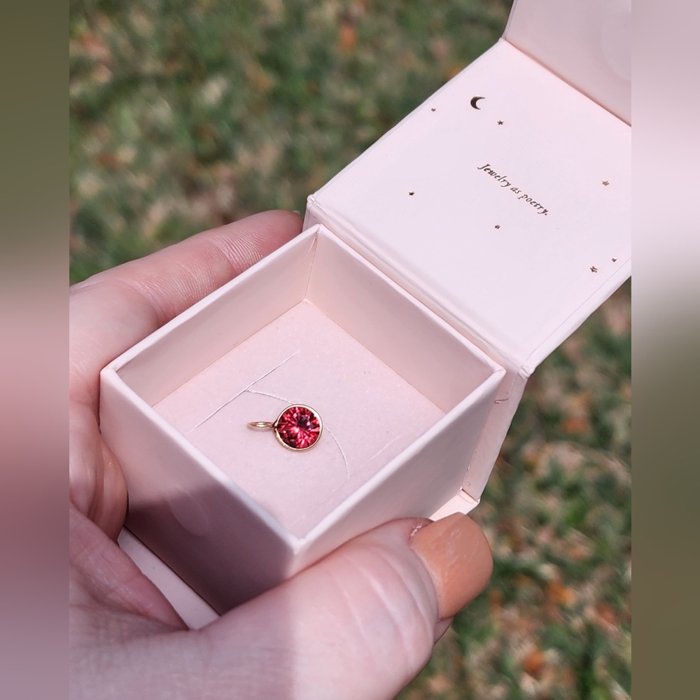 14K Gold AAA Rubellite Tourmaline Charm